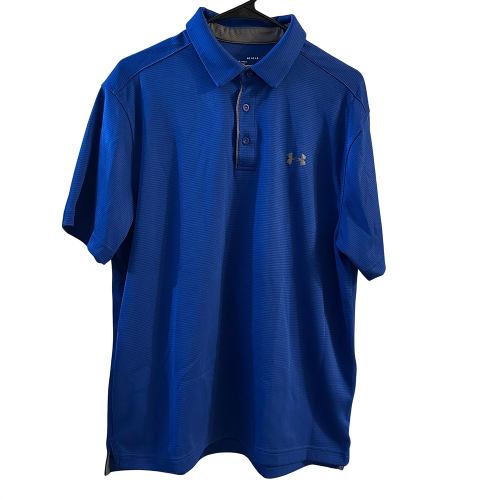 Under Armour Men's Performance Golf Polo Shirt HeatGear Loose Fit Blue Large